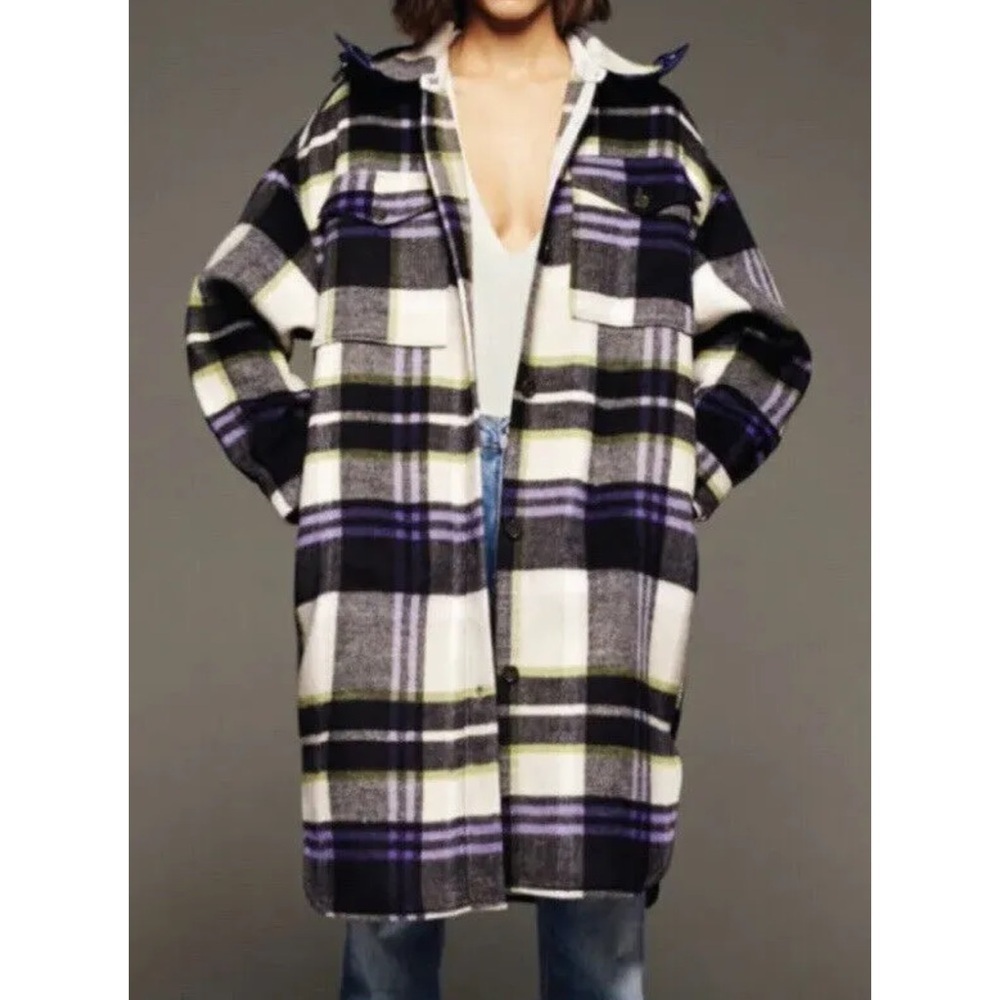 ZARA Wool Bled Plaid Coat - Picture 3 of 5